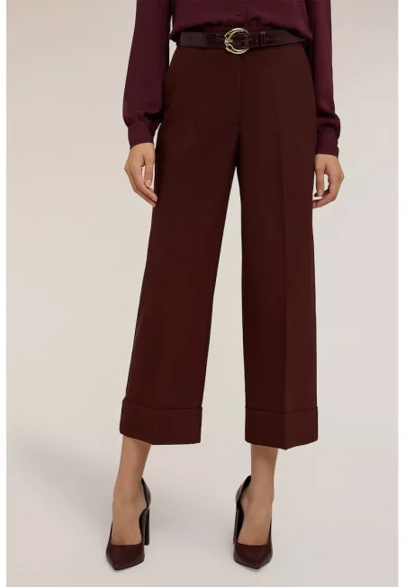 Прав панталон със средна талия - Коняк кафяв