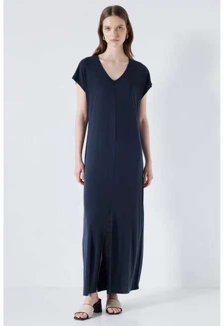 Права рокля с модал с цепка - Ултрамарин синьо