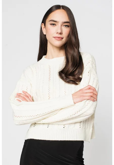 Пуловер с ажур и плетка осморка