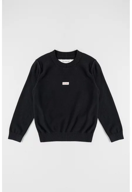 Пуловер с овално деколте - Черен