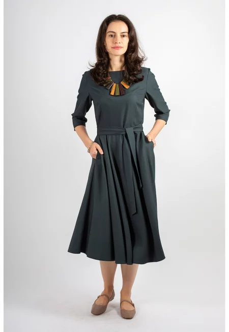 Разкроена миди рокля Juliana - Бледозелен