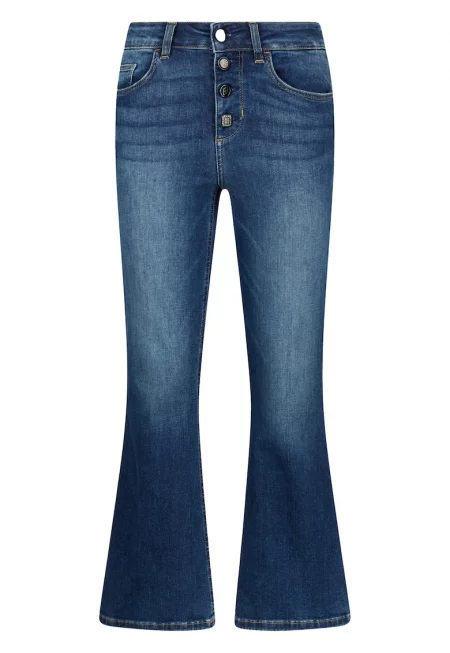 Разкроени дънки с висока талия - Кралско Синьо