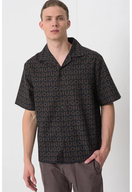 Риза с лога - Черен/Тъмнокафяв