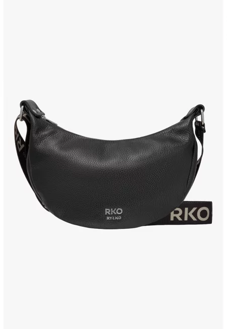 RYLKO - Кожена чанта Half-Moon с лого на презрамката - Черен