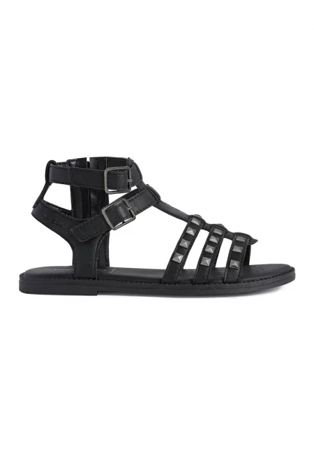 Сандали от еко кожа с капси - Черен