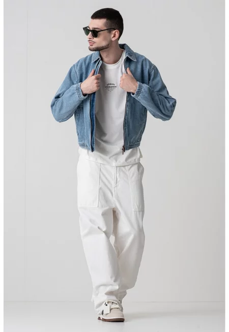 Шакет от деним с цип - Син меланж