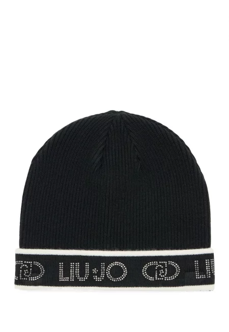 Шапка с декоративни камъни - Черен