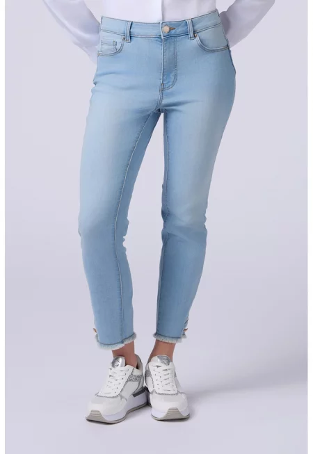 Скъсени скини дънки - Светлосин