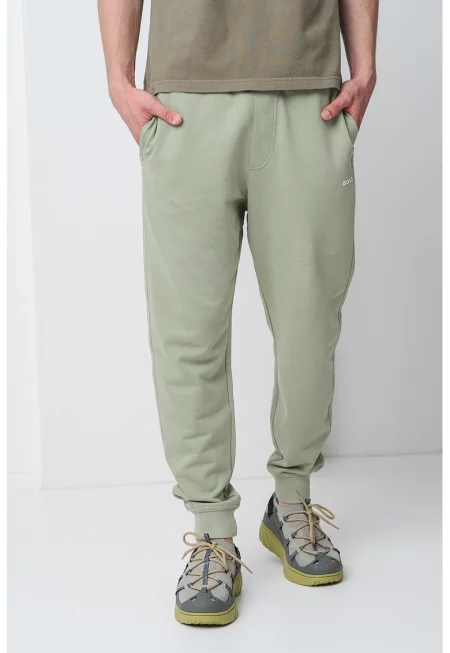 Скосен спортен панталон с връзка - Бледозелен