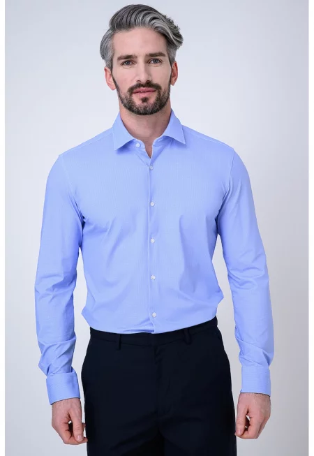 Слим риза Kenno с принт - Син/Светлосин