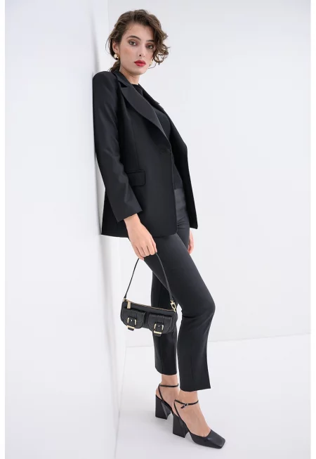 Слим сако с вълна - Черен