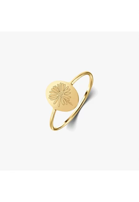 Сребърен пръстен Birth Flower Golden - априлска маргаритка