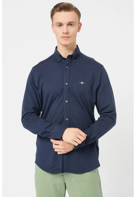 Стандартна риза от пике - Тъмносин