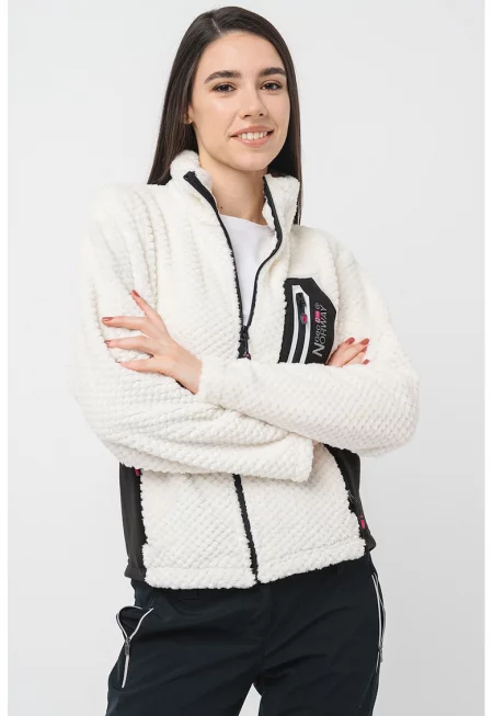 Суитшърт със средновисока яка и цип - Черен/Мръснобял