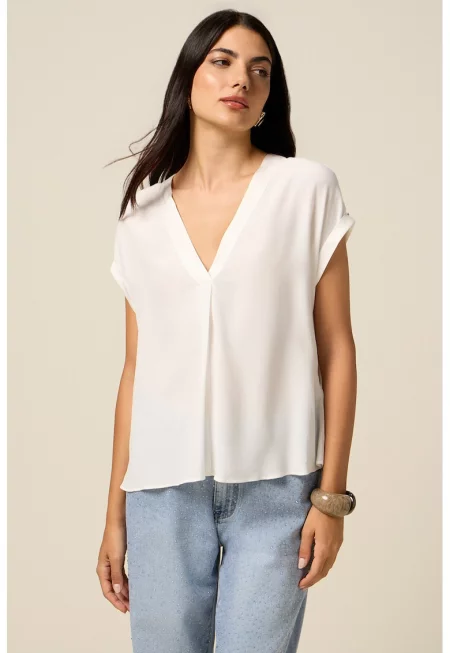 Свободна блуза с къси ръкави