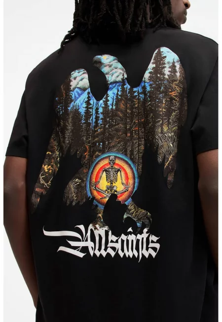 Тениска Eagle Mountain с овално деколте - Черен/Оранжев