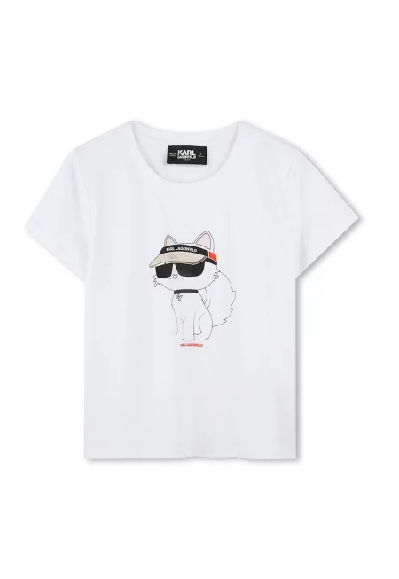 Тениска с модал с овално деколте и шарка - Червен/Бял/Черен