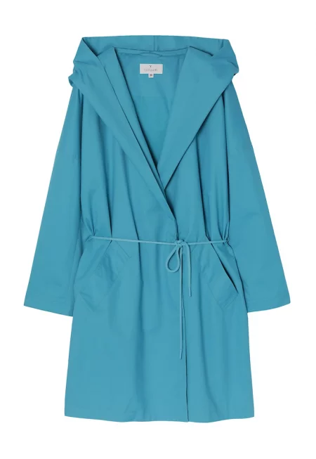 Тренч Zenko с качулка и свободна кройка - Тюркоаз