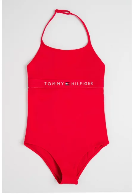 Цял бански с бродирано лого - Малина