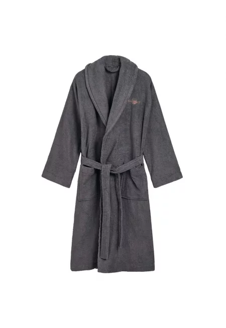 Унисекс халат за баня Archive Shield с колан - Tъмносив