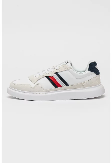 Велурени спортни обувки със синтетика - Червен/Слонова кост/Тъмносин