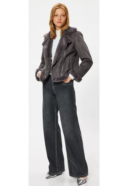 Яке от еко велур с раздвоен ревер