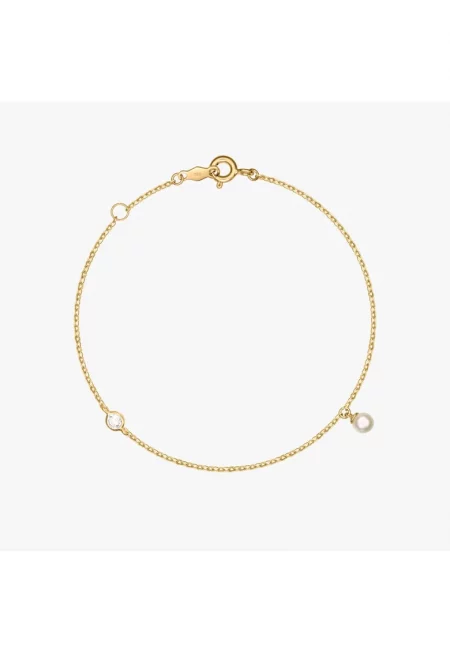 Златна гривна Daphne - Естествени перли - цирконий