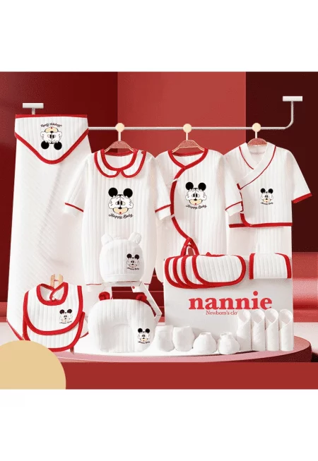 Бебешки комплект - бяло и червено - 22 части - новородени