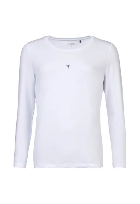 Блуза с овално деколте - Бял