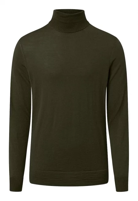 Блуза с висока яка с класическа кройка с дълъг ръкав - Зелен
