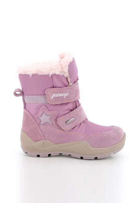 Боти с велкро и велур - Розово