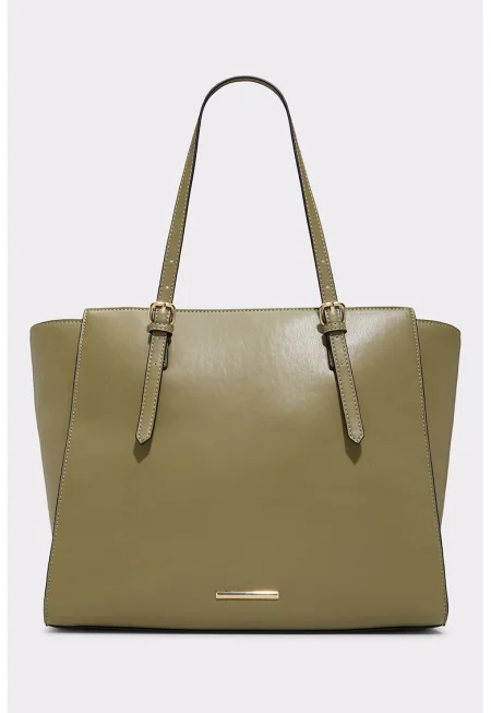Чанта от еко кожа с регулируеми презрамки - Маслинено зелено