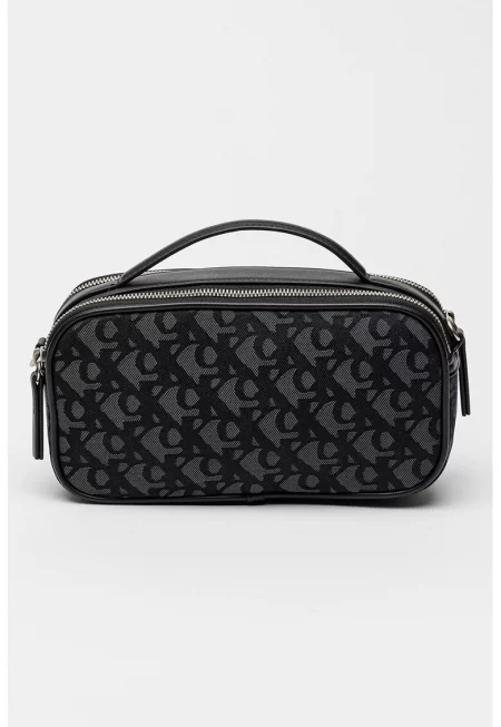 Чанта с монограм с 2 отделения - Черен/Сив