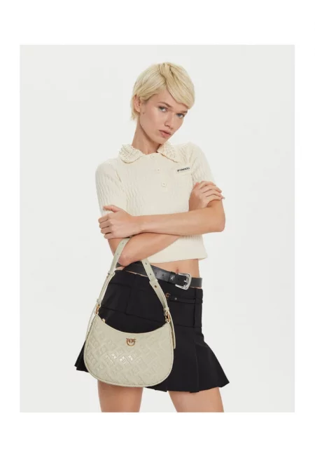 Дамска чанта  Bianco Z14Q Half Moon Mini - естествена кожа - розова