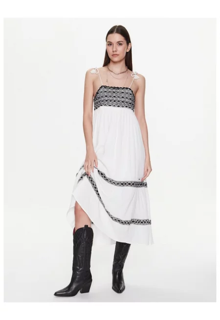 Дамска рокля -  302590704 - Памук - Екрю - Екрю