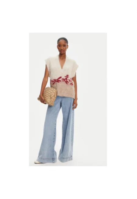 Дамски пуловер  252160125272 - Вълна алпака/Акрил - Бежов - Бежов