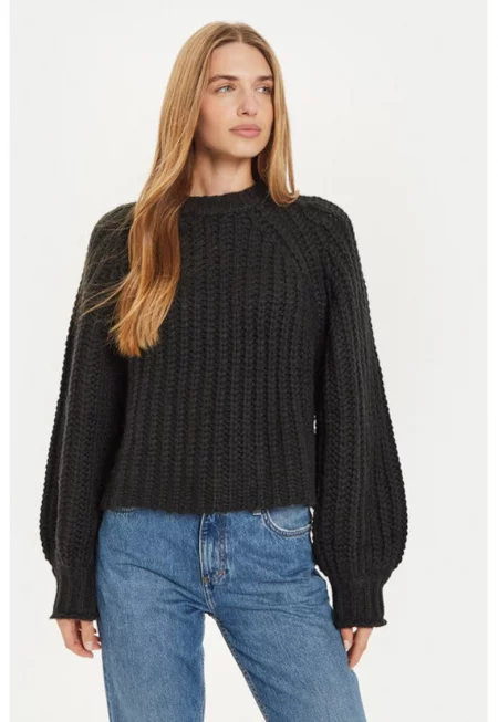 Дамски пуловер -  304282072 - Полиестер/Акрил - Черен