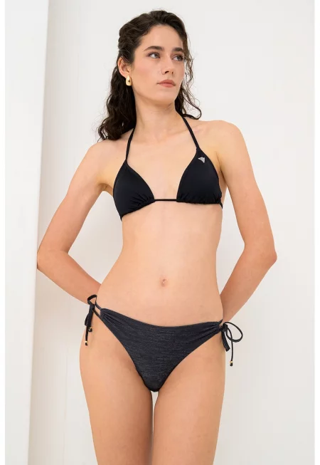 Долен бански с връзки встрани - Черен/Сребрист