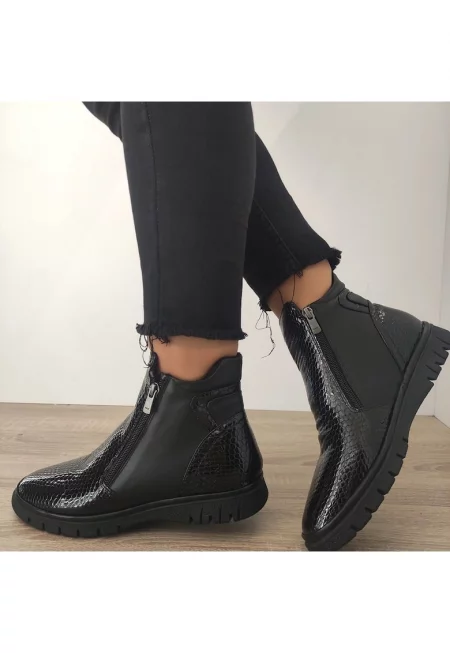 Ежедневни дамски боти  013 10025 Black Croco - черни - Черен