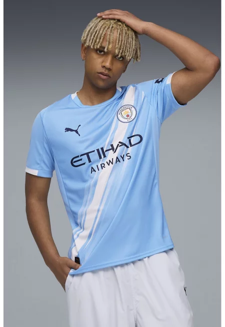 Футболна слим тениска Manchester City - Бял/Кралско Синьо