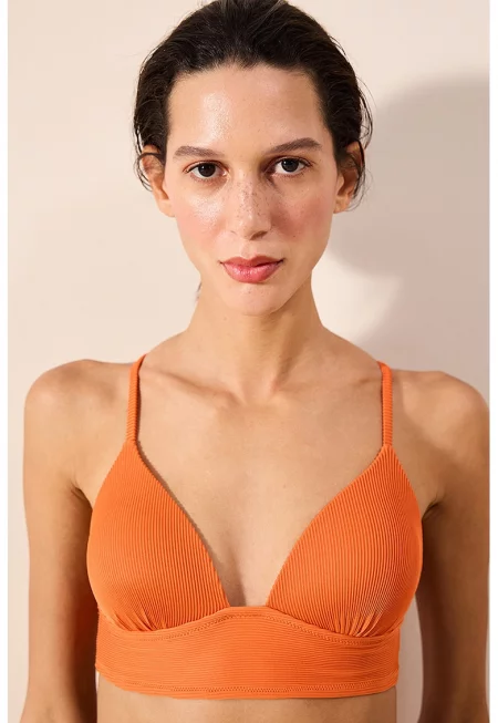 Горнище на бански с кръстосани презрамки - Персийски портокал