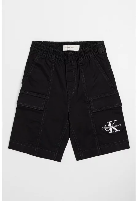 Карго бермуди с лого - Черен