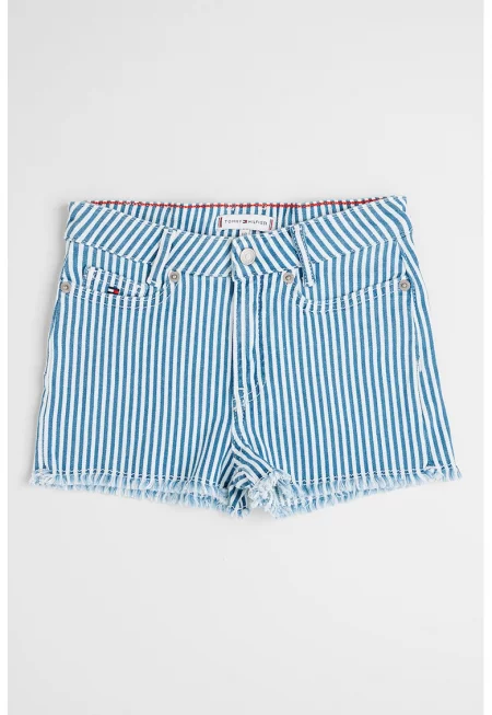 Къси дънки на райе - Бял/Тъмносин