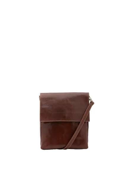 Кожена чанта през рамо - Кафяв