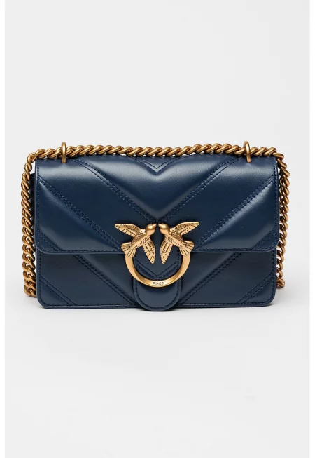 Кожена чанта през рамо с капитониран дизайн