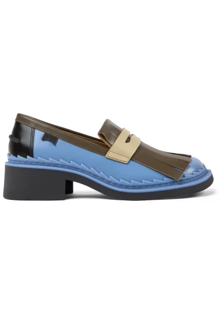 Кожени мокасини Taylor 653 с цветен блок - Черен/Син