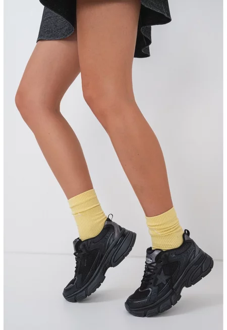 Кожени полускосени спортни обувки Lightstar - Избеляло черно