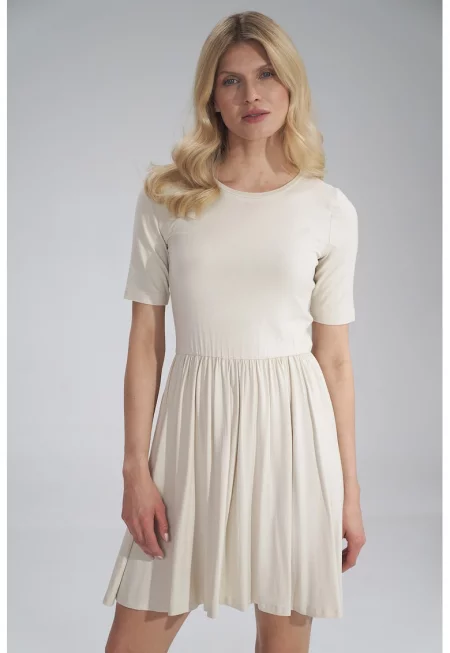 Лятна рокля -  M751 - бяла - вискоза -