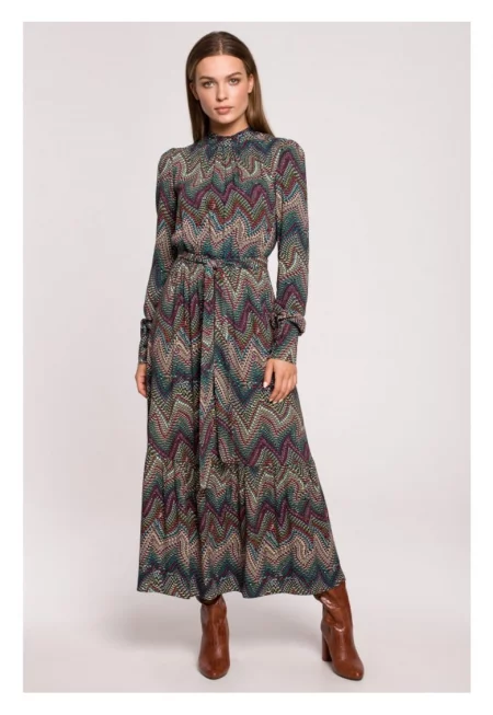 Макси рокля с волан - ацтекски принт - модел 2