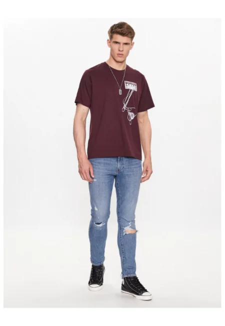Мъжка тениска -  303342272 - Памук - Бордо